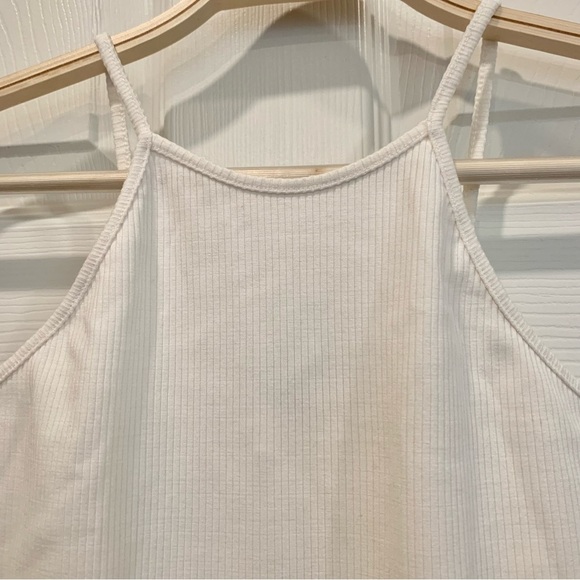 EXPRESS Ivory White Ribbed High Neck Bodysuit - Picture 5 of 7